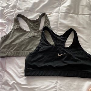 Gray and black nike sports bra
